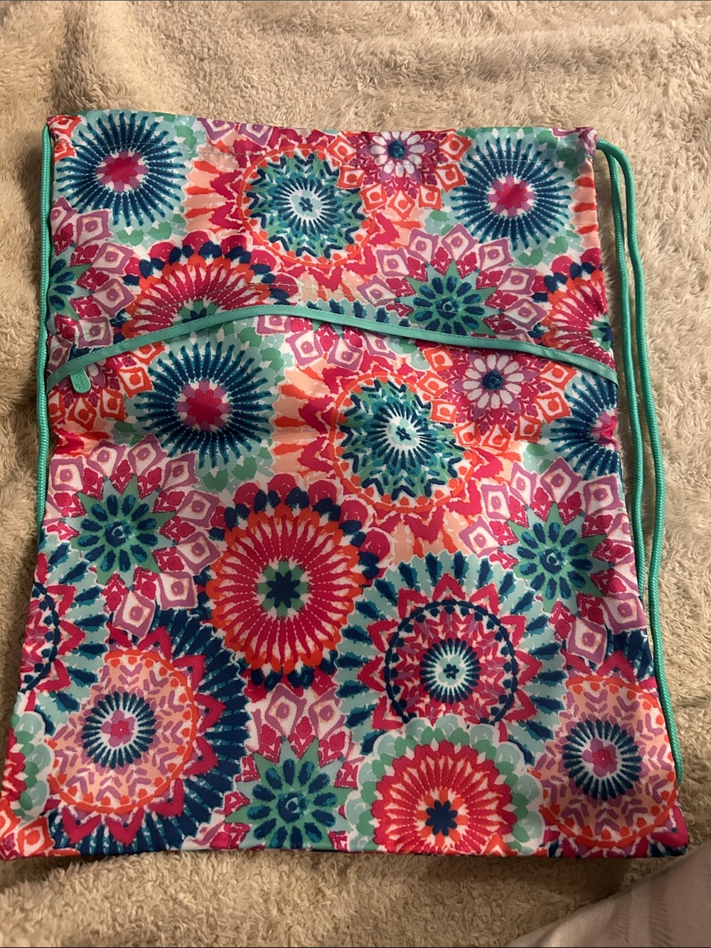 Colorful Geometric Print Drawstring Tote - Multicolor